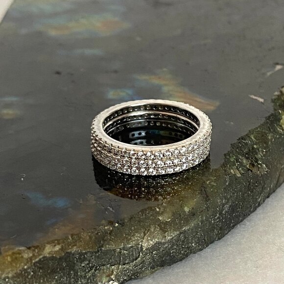 Milor Italian Sterling Silver 925 Cubic Zirconia Triple Infinity Band Ring Set - Picture 11 of 16